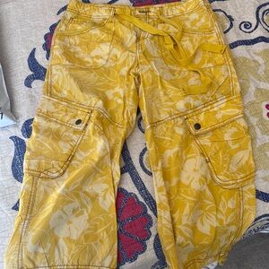 Yellow Floral Cargo Pants